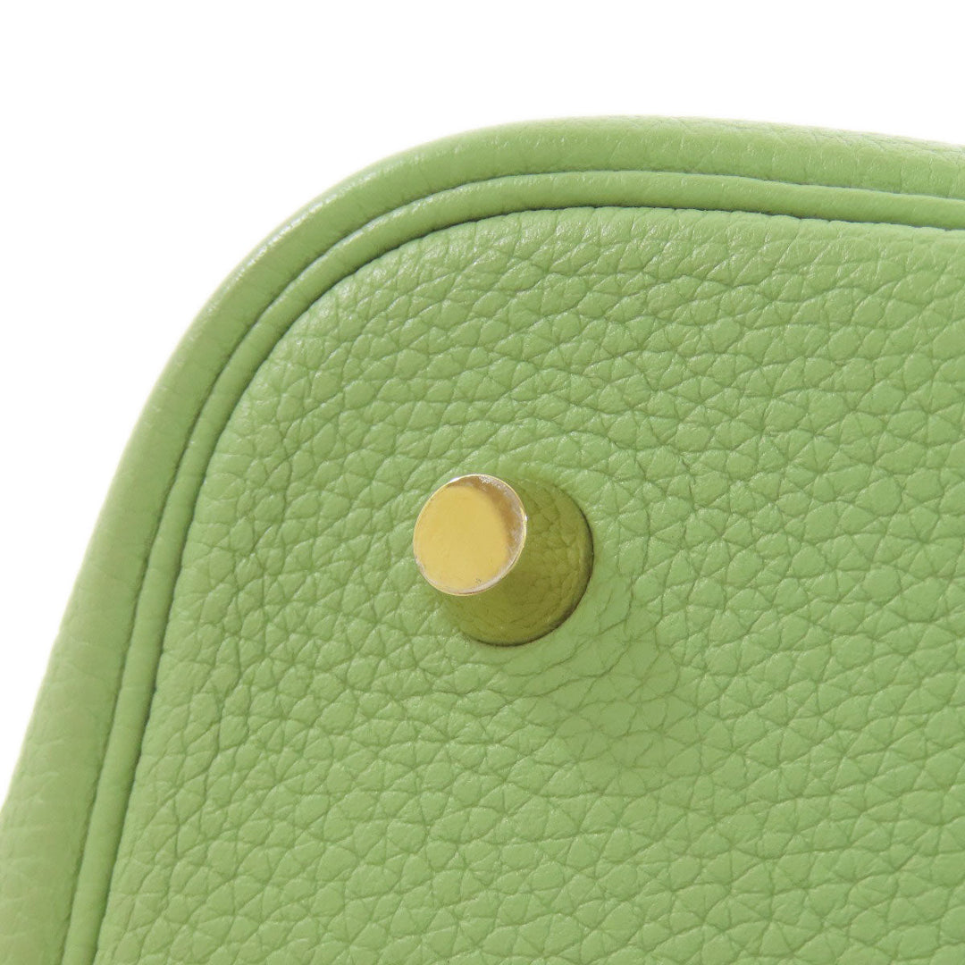 HERMES Handbag Taurillon Clemence green Picotin Lock MM Gold Metal Women Used Authentic