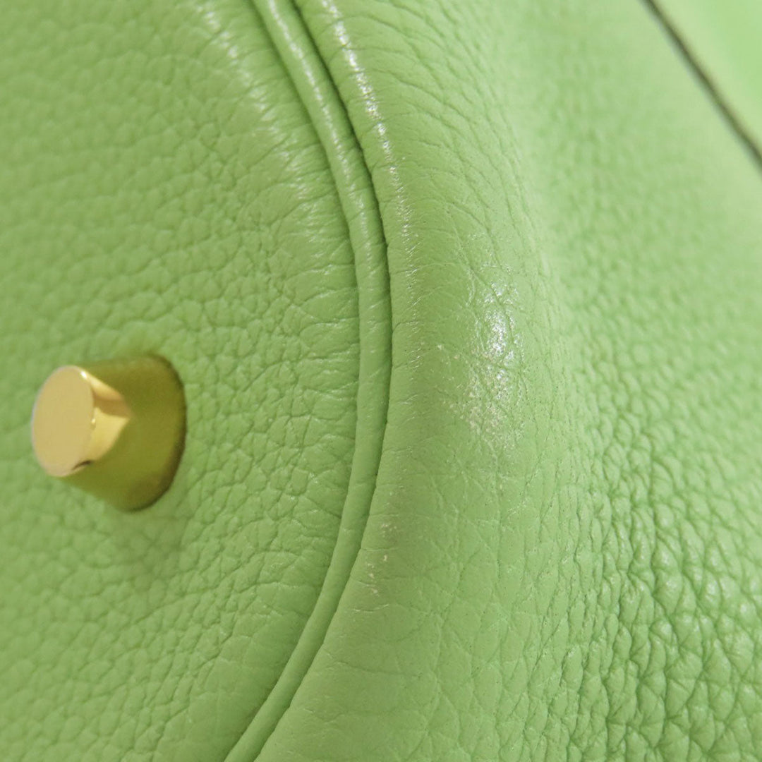 HERMES Handbag Taurillon Clemence green Picotin Lock MM Gold Metal Women Used Authentic