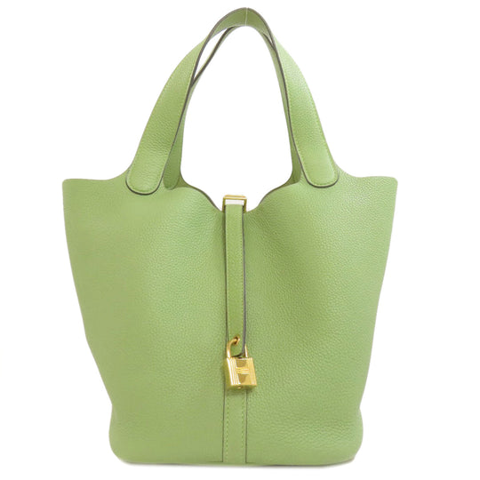 HERMES Handbag Taurillon Clemence green Picotin Lock MM Gold Metal Women Used Authentic