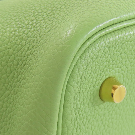 HERMES Handbag Taurillon Clemence green Picotin Lock MM Gold Metal Women Used Authentic