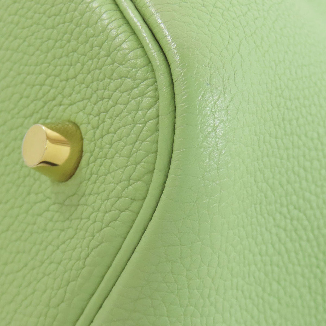 HERMES Handbag Taurillon Clemence green Picotin Lock MM Gold Metal Women Used Authentic