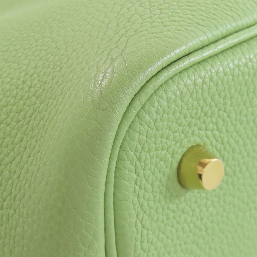 HERMES Handbag Taurillon Clemence green Picotin Lock MM Gold Metal Women Used Authentic
