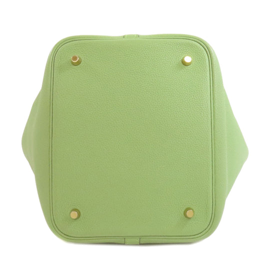 HERMES Handbag Taurillon Clemence green Picotin Lock MM Gold Metal Women Used Authentic