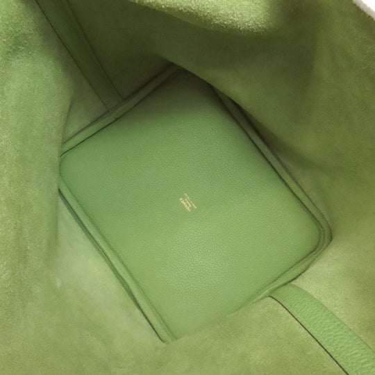 HERMES Handbag Taurillon Clemence green Picotin Lock MM Gold Metal Women Used Authentic