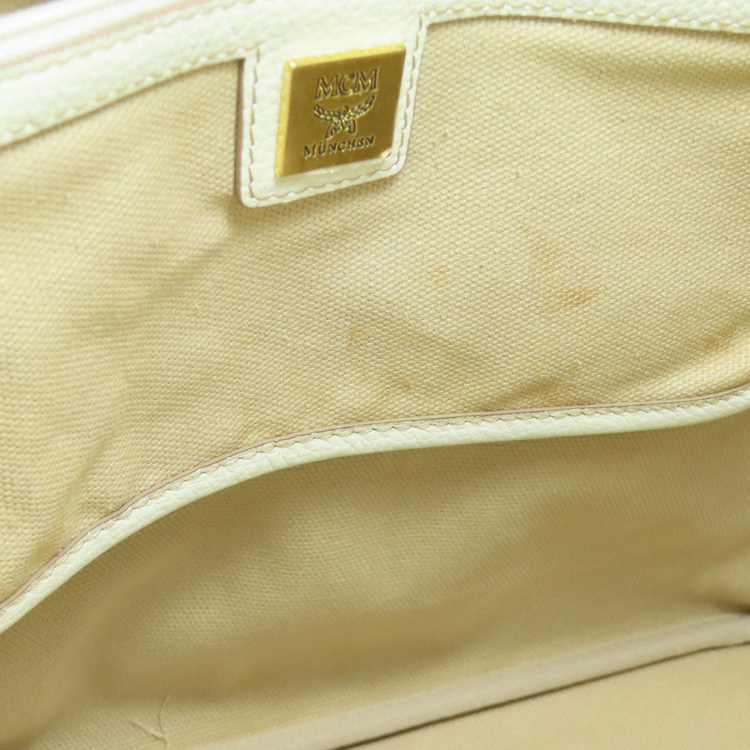 MCM Tote Bag PVC white logo Women Used Authentic