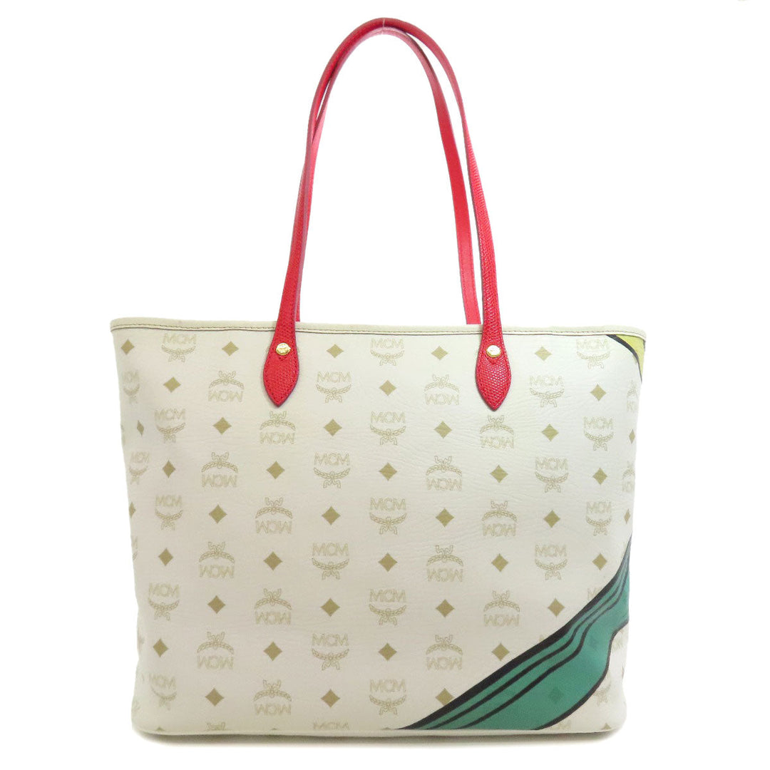 MCM Tote Bag PVC white logo Women Used Authentic