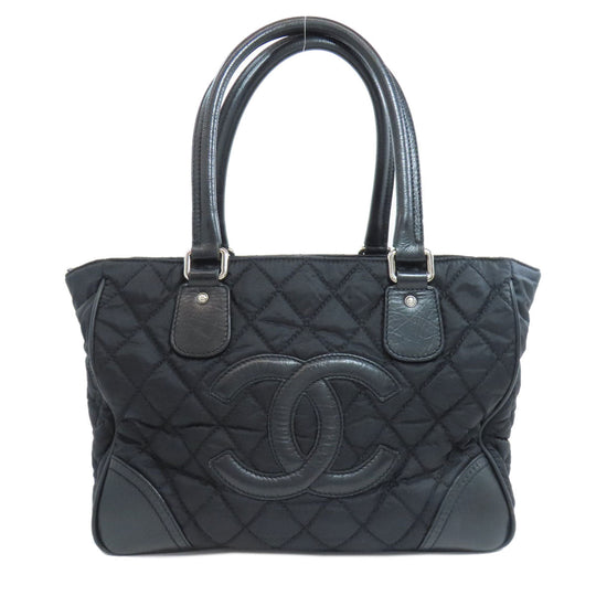 CHANEL Tote Bag Nylon black Paris New York SilverMetal Women Used Authentic
