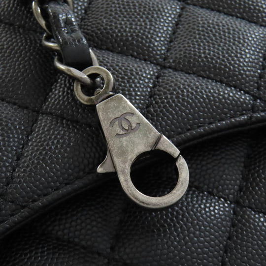 CHANEL Handbag Grained Calfskin Skin black Coco Handle Matelasse SilverMetal 2WAY Women Used Authentic