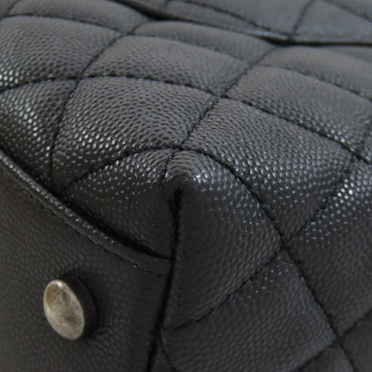 CHANEL Handbag Grained Calfskin Skin black Coco Handle Matelasse SilverMetal 2WAY Women Used Authentic