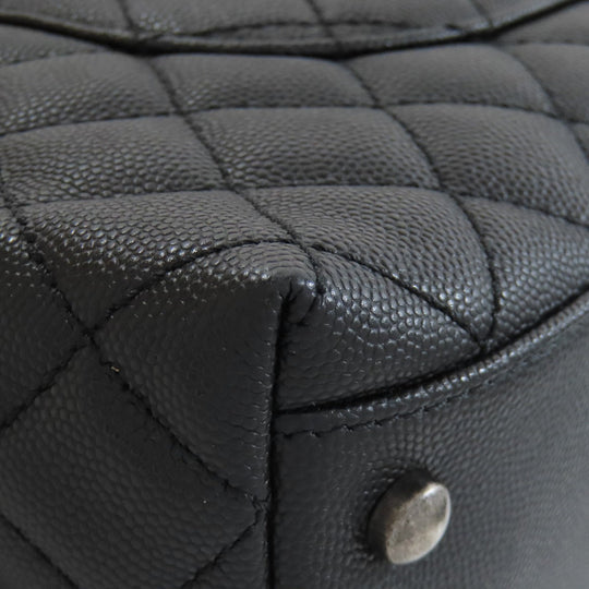 CHANEL Handbag Grained Calfskin Skin black Coco Handle Matelasse SilverMetal 2WAY Women Used Authentic