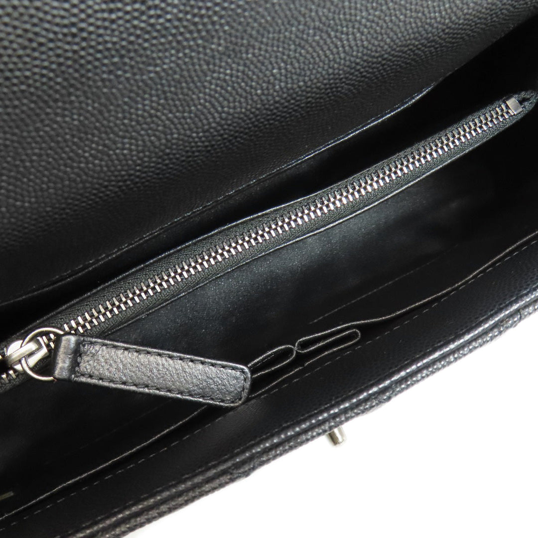 CHANEL Handbag Grained Calfskin Skin black Coco Handle Matelasse SilverMetal 2WAY Women Used Authentic