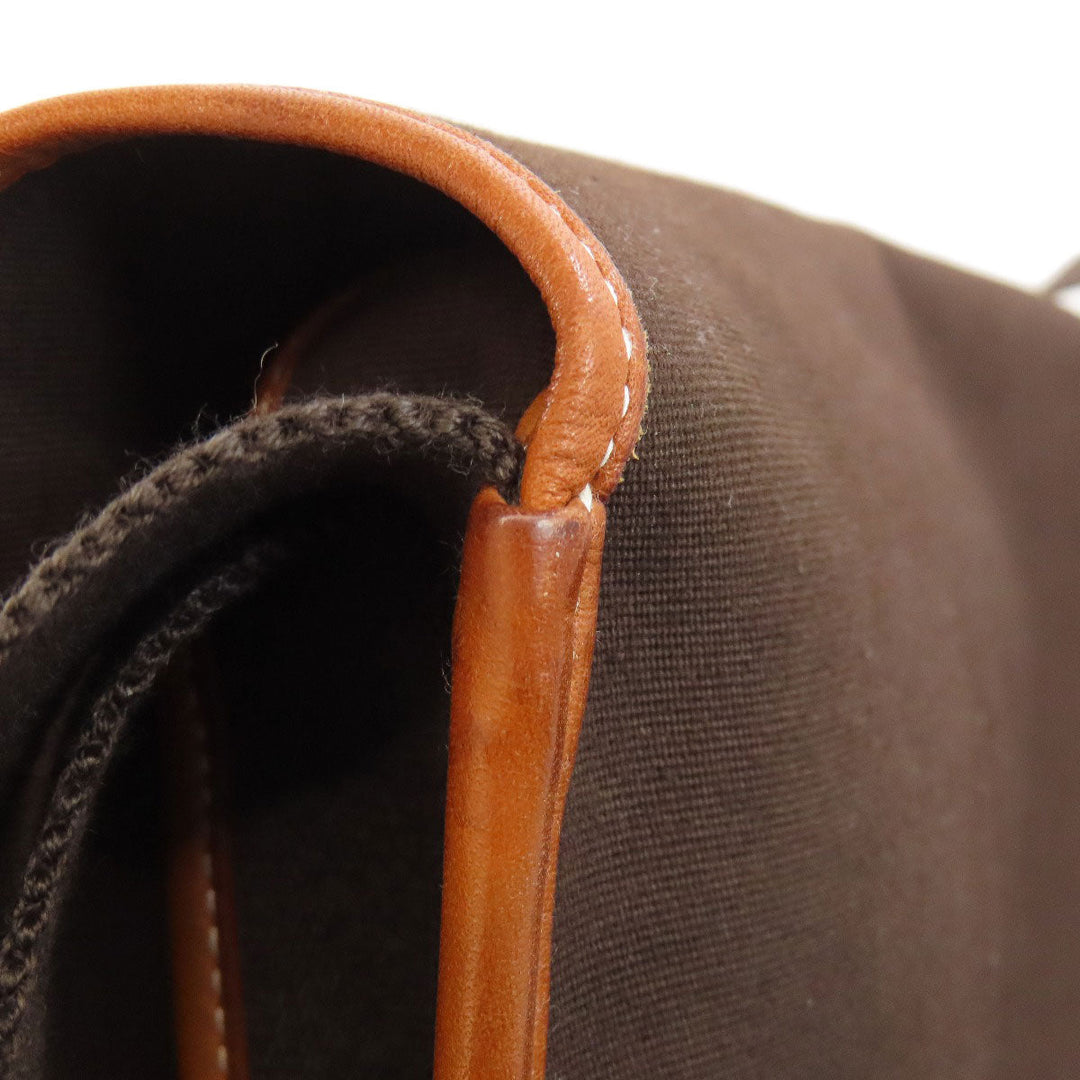 HERMES Shoulder Bag Toile Officier, Calfskin Brown Buenaventura SilverMetal Women Used Authentic