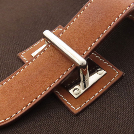 HERMES Shoulder Bag Toile Officier, Calfskin Brown Buenaventura SilverMetal Women Used Authentic