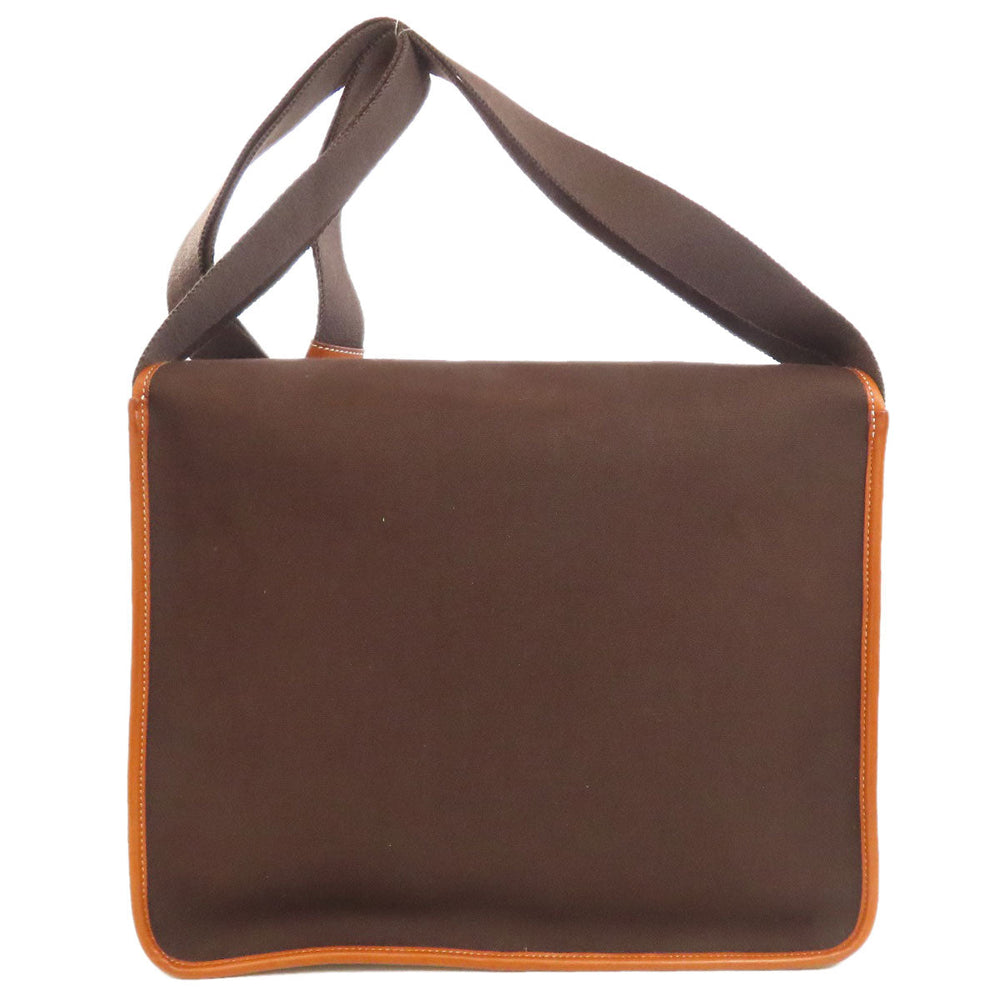 HERMES Shoulder Bag Toile Officier, Calfskin Brown Buenaventura SilverMetal Women Used Authentic