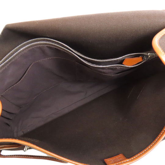HERMES Shoulder Bag Toile Officier, Calfskin Brown Buenaventura SilverMetal Women Used Authentic