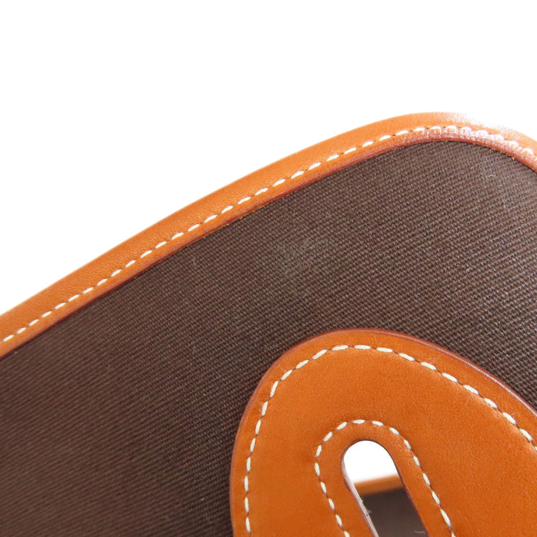 HERMES Shoulder Bag Toile Officier, Calfskin Brown Buenaventura SilverMetal Women Used Authentic
