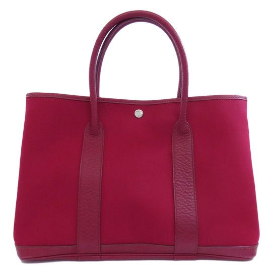 HERMES Tote Bag Towar Officche Red Garden party PM Women Used Authentic
