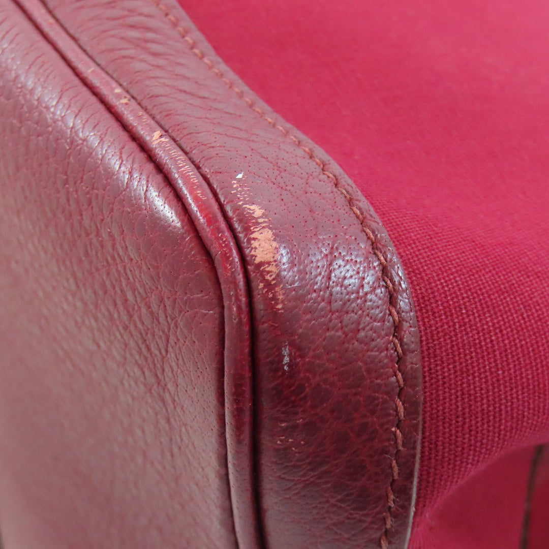 HERMES Tote Bag Towar Officche Red Garden party PM Women Used Authentic