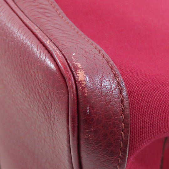 HERMES Tote Bag Towar Officche Red Garden party PM Women Used Authentic