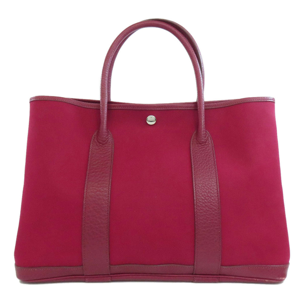 HERMES Tote Bag Towar Officche Red Garden party PM Women Used Authentic