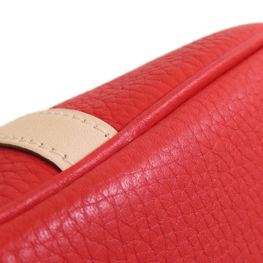 HERMES Handbag Taurillon Clemence, Swift Red Picotin Lock Kazak MM SilverMetal Women Used Authentic