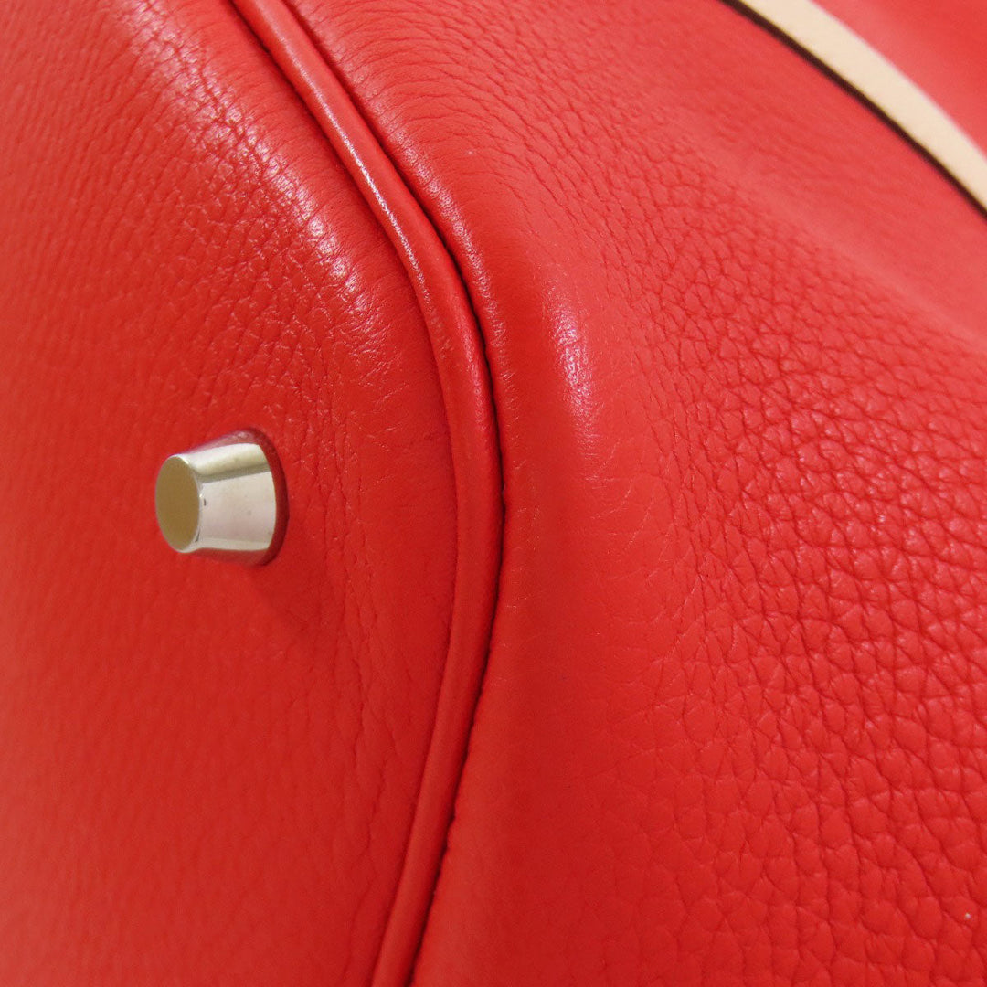 HERMES Handbag Taurillon Clemence, Swift Red Picotin Lock Kazak MM SilverMetal Women Used Authentic