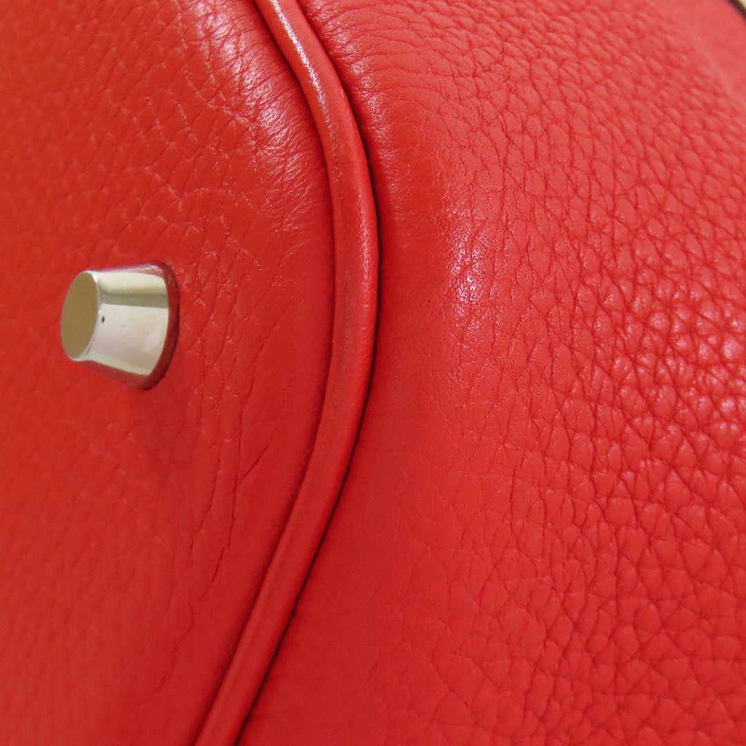 HERMES Handbag Taurillon Clemence, Swift Red Picotin Lock Kazak MM SilverMetal Women Used Authentic