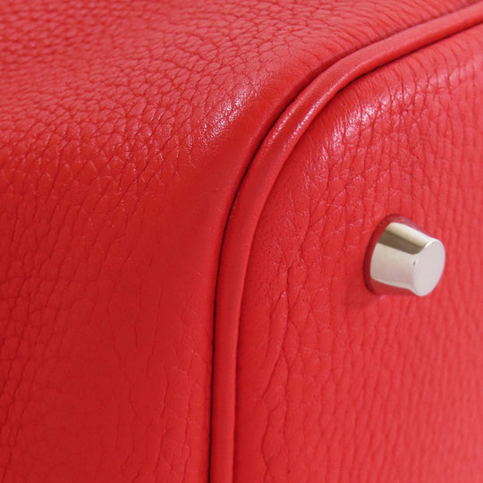 HERMES Handbag Taurillon Clemence, Swift Red Picotin Lock Kazak MM SilverMetal Women Used Authentic