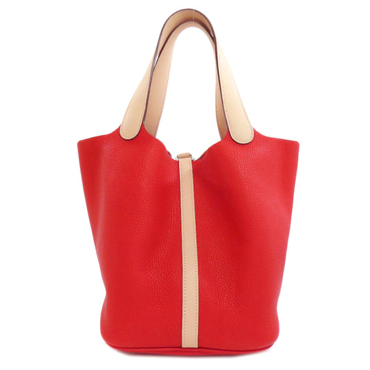 HERMES Handbag Taurillon Clemence, Swift Red Picotin Lock Kazak MM SilverMetal Women Used Authentic