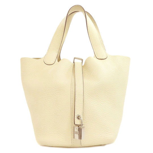 HERMES Handbag Taurillon Clemence white Picotin Lock PM SilverMetal Women Used Authentic