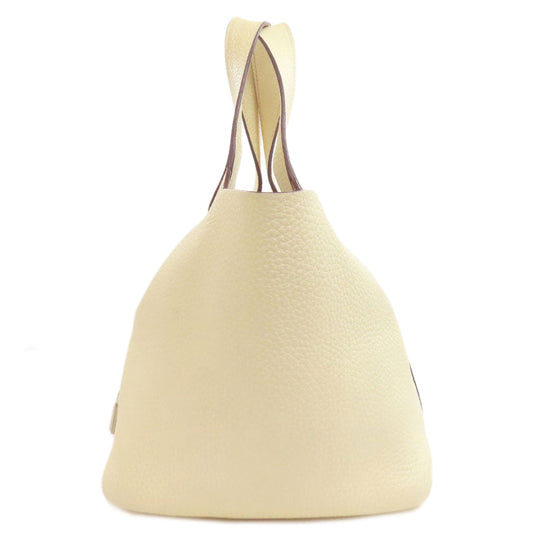 HERMES Handbag Taurillon Clemence white Picotin Lock PM SilverMetal Women Used Authentic