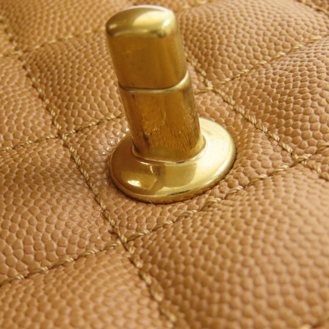 CHANEL Handbag Grained Calfskin Skin Brown Coco Handle Matelasse Gold Metal 2WAY Women Used Authentic