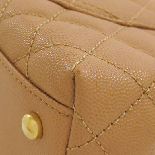CHANEL Handbag Grained Calfskin Skin Brown Coco Handle Matelasse Gold Metal 2WAY Women Used Authentic