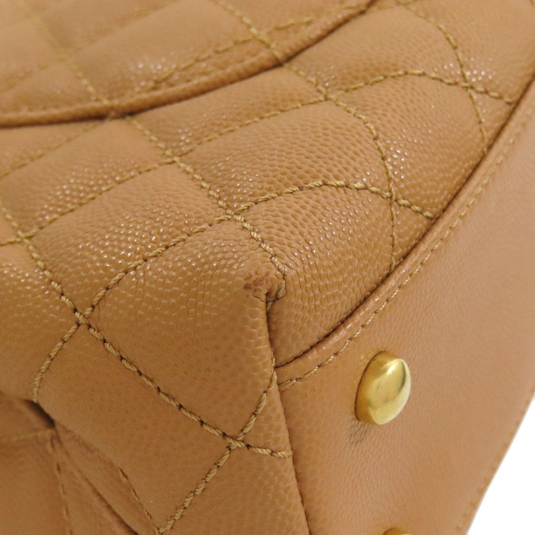CHANEL Handbag Grained Calfskin Skin Brown Coco Handle Matelasse Gold Metal 2WAY Women Used Authentic