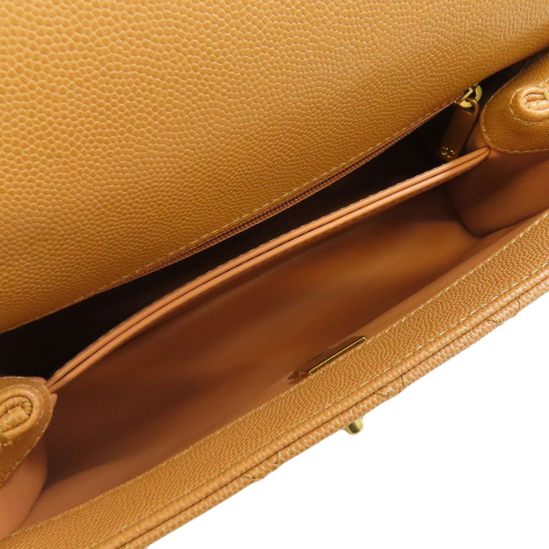 CHANEL Handbag Grained Calfskin Skin Brown Coco Handle Matelasse Gold Metal 2WAY Women Used Authentic