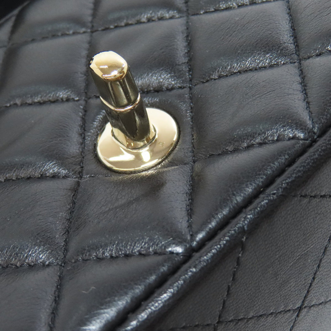 CHANEL Shoulder Bag lambskin black Matelasse Gold Metal Women Used Authentic