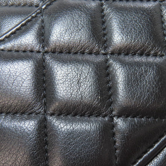 CHANEL Shoulder Bag lambskin black Matelasse Gold Metal Women Used Authentic