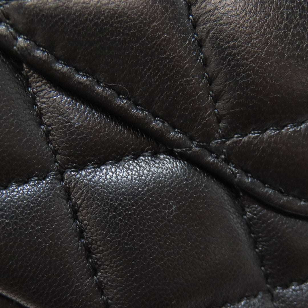 CHANEL Shoulder Bag lambskin black Matelasse Gold Metal Women Used Authentic