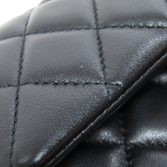 CHANEL Shoulder Bag lambskin black Matelasse Gold Metal Women Used Authentic