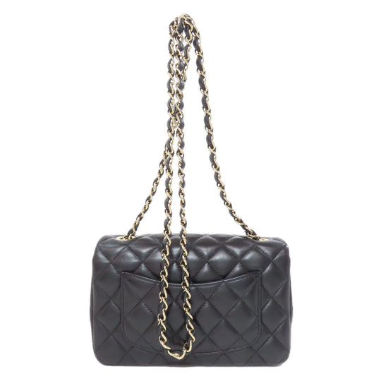 CHANEL Shoulder Bag lambskin black Matelasse Gold Metal Women Used Authentic