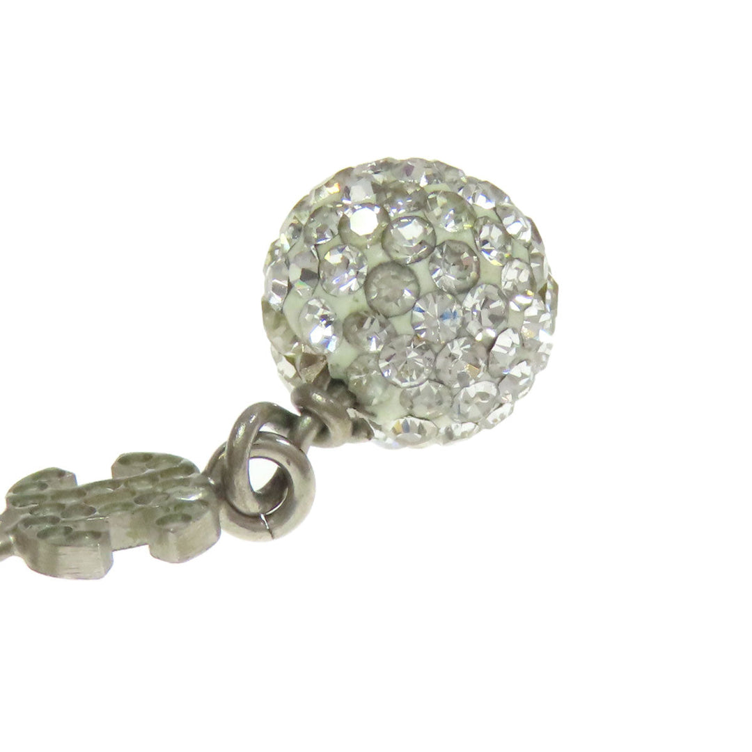 CHANEL Necklace metallic Silver COCO Mark Rhinestone Ball Women Used Authentic