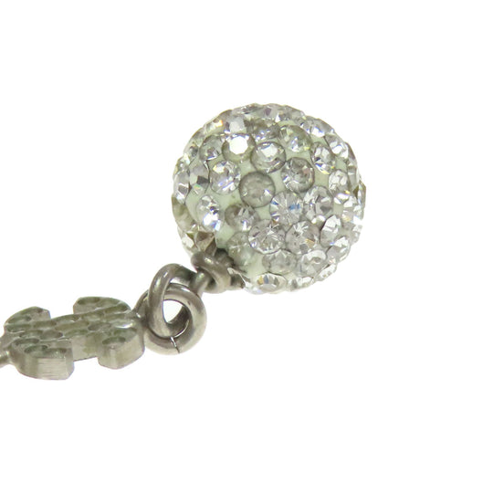 CHANEL Necklace metallic Silver COCO Mark Rhinestone Ball Women Used Authentic