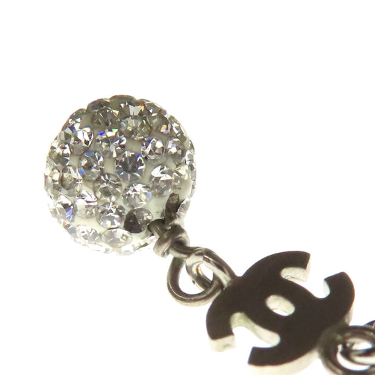 CHANEL Necklace metallic Silver COCO Mark Rhinestone Ball Women Used Authentic