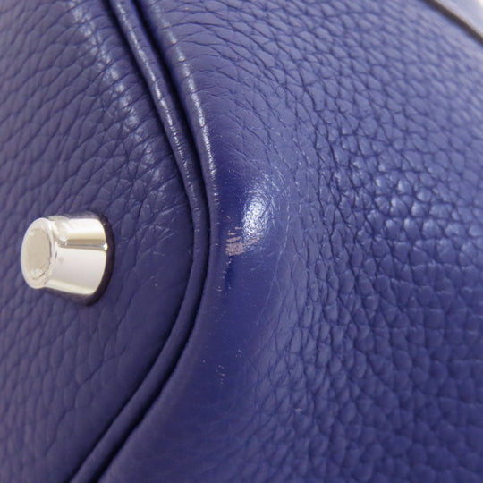 HERMES Handbag Taurillon Clemence Navy Picotin Lock Eclat PM SilverMetal