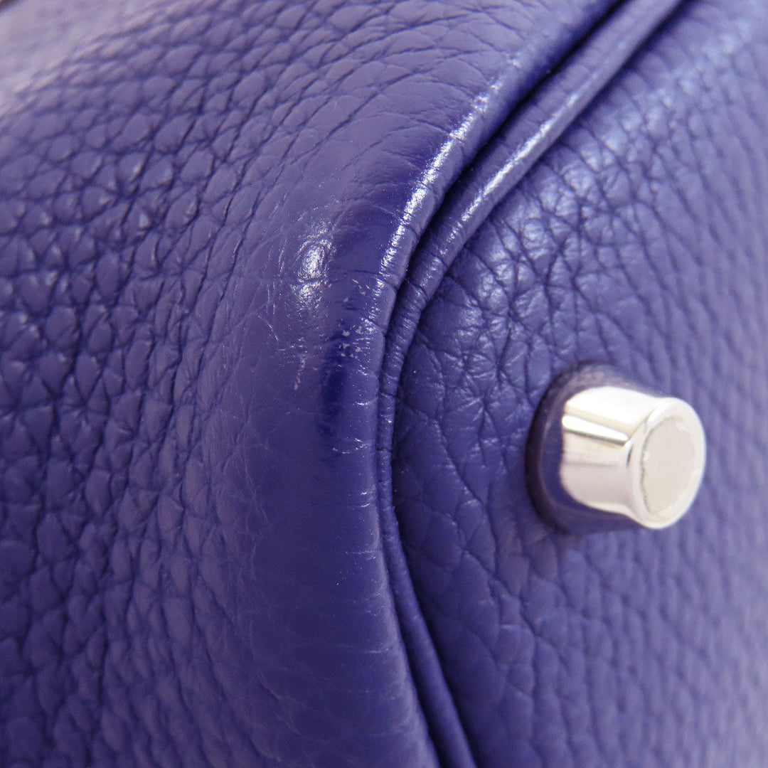 HERMES Handbag Taurillon Clemence Navy Picotin Lock Eclat PM SilverMetal