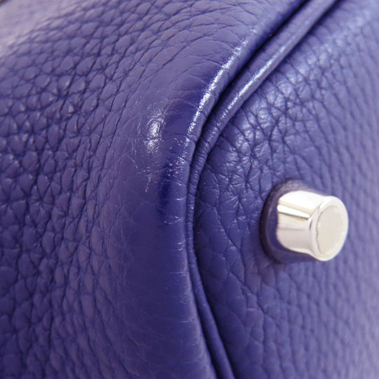 HERMES Handbag Taurillon Clemence Navy Picotin Lock Eclat PM SilverMetal