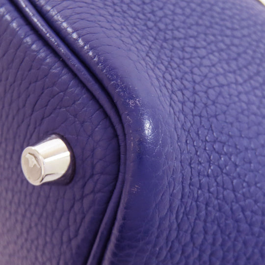 HERMES Handbag Taurillon Clemence Navy Picotin Lock Eclat PM SilverMetal