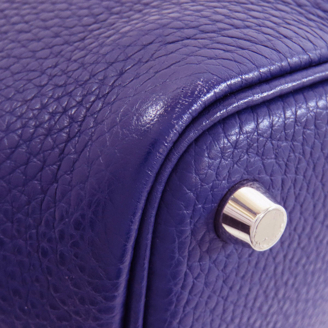 HERMES Handbag Taurillon Clemence Navy Picotin Lock Eclat PM SilverMetal