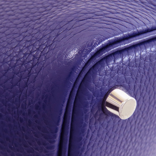 HERMES Handbag Taurillon Clemence Navy Picotin Lock Eclat PM SilverMetal