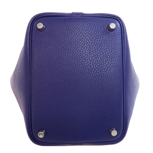 HERMES Handbag Taurillon Clemence Navy Picotin Lock Eclat PM SilverMetal